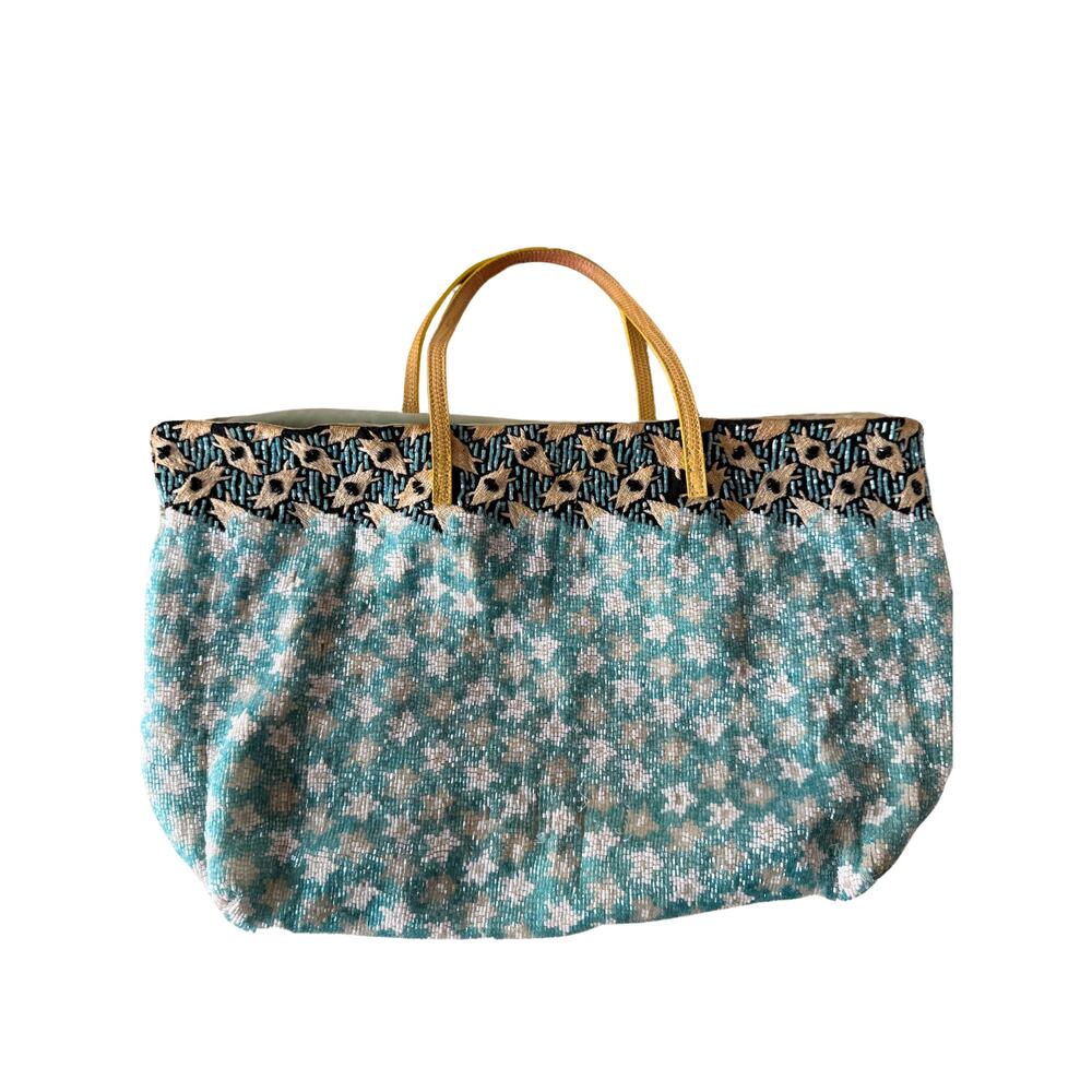 Vintage Fendi Beaded Roll Tote Blue/Black